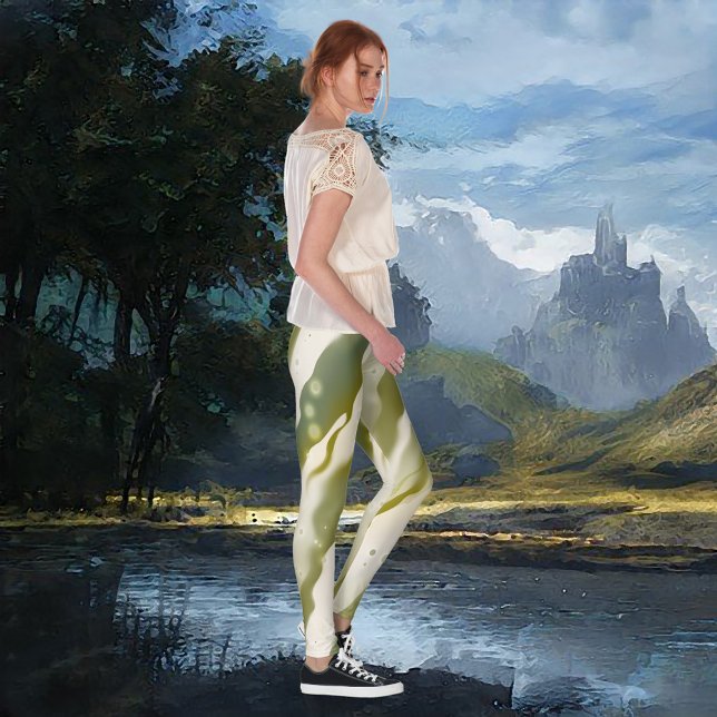 Sparkling Green Creative Flow Abstract Art Leggings (Creator Uploaded)