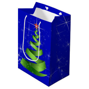 Sparkling Green Ribbon Christmas Tree Medium Gift Bag
