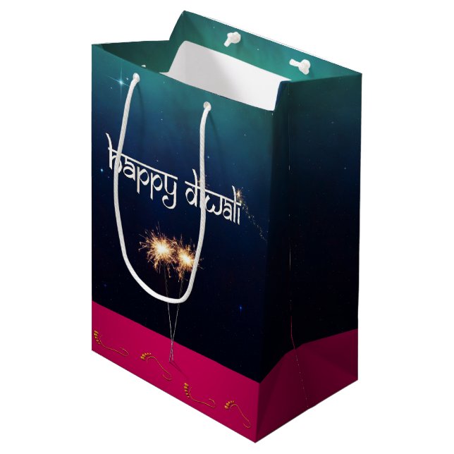 Sparkling Happy Diwali - Medium Gift Bag (Front Angled)
