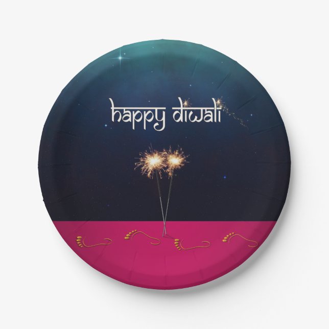 Sparkling Happy Diwali - Paper Plate (Front)