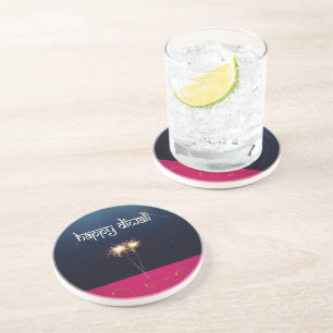 Sparkling Happy Diwali - Sandstone Coaster