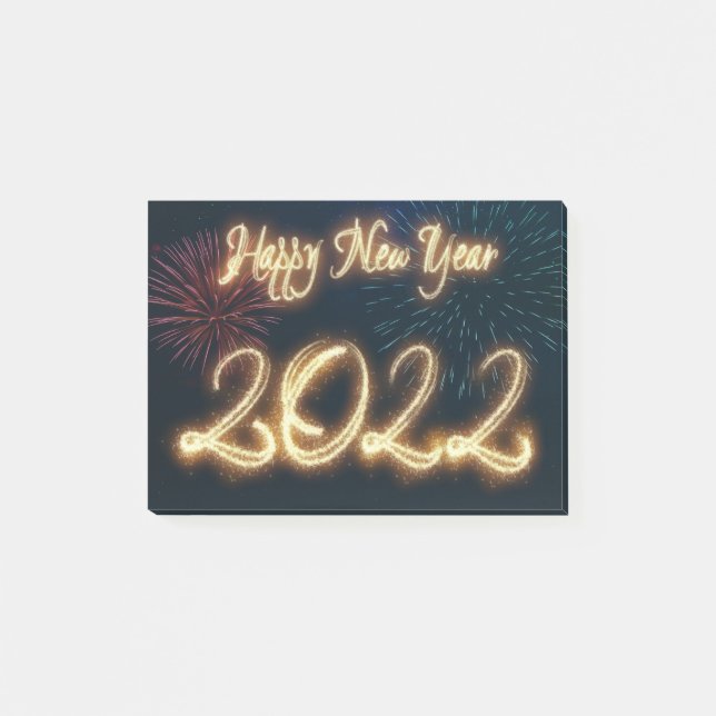 Sparkling Happy New Year 2022 Fireworks Post-it Notes (Front)