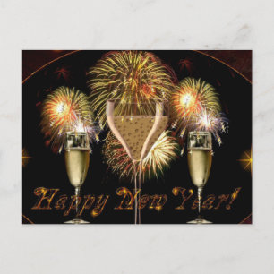 sparkling happy new year postcard
