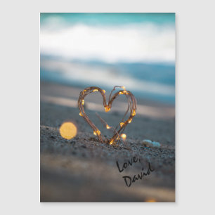 Sparkling Heart on Beach   Unique Magnet Valentine