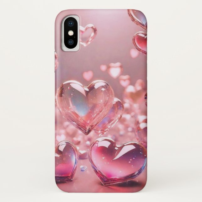 Sparkling Hearts: Crystal iPhone Case (Back)