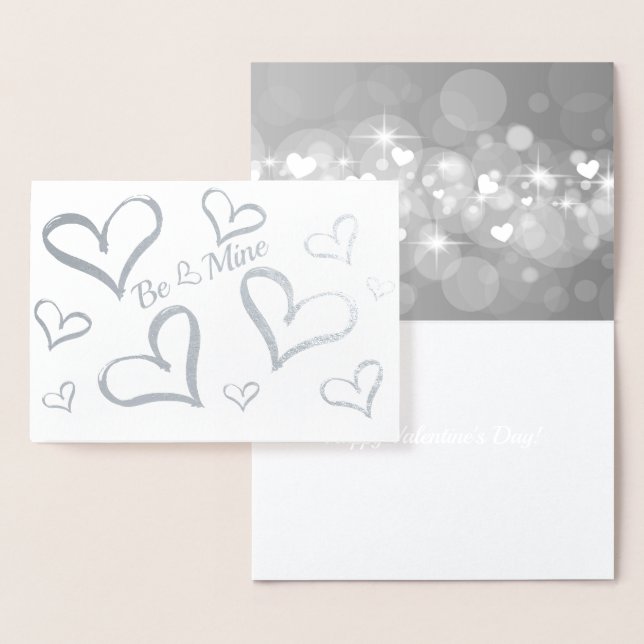Sparkling Hearts Valentine Foil Card (Display)