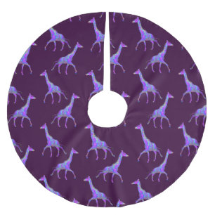 Sparkling Hippie Style Purple Giraffe Brushed Polyester Tree Skirt