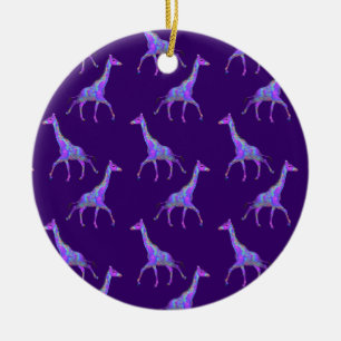 Sparkling Hippie Style Purple Giraffe Ceramic Tree Decoration