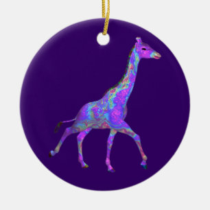 Sparkling Hippie Style Purple Giraffe Ceramic Tree Decoration