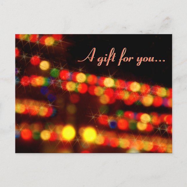 Sparkling Holiday Lights Gift Certificate Postcard (Front)