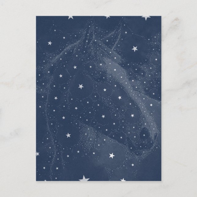 Sparkling Horse Constellation Stars Midnight Blue Postcard (Front)
