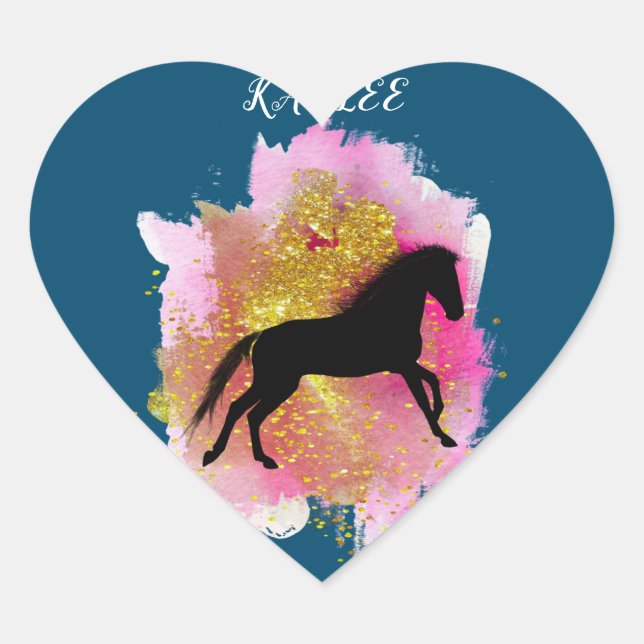 SPARKLING HORSE HEART STICKERS PERSONALIZED  (Front)