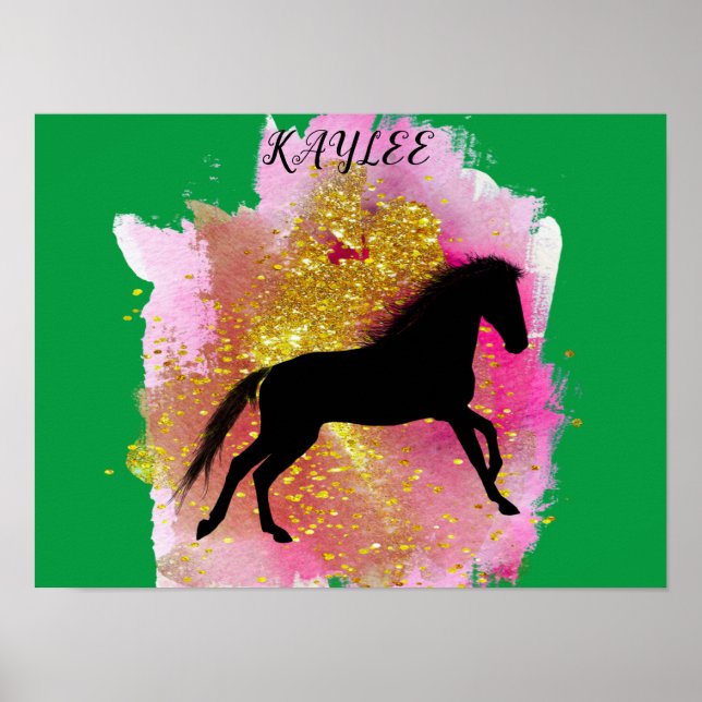 SPARKLING HORSE POSTER WITH PERSONALIZED NAME. (Front)