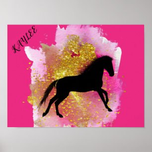 SPARKLING HORSE POSTER WITH PERSONALIZED NAME.