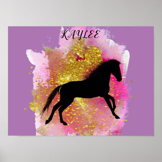 SPARKLING HORSE POSTER WITH PERSONALIZED NAME. (Front)
