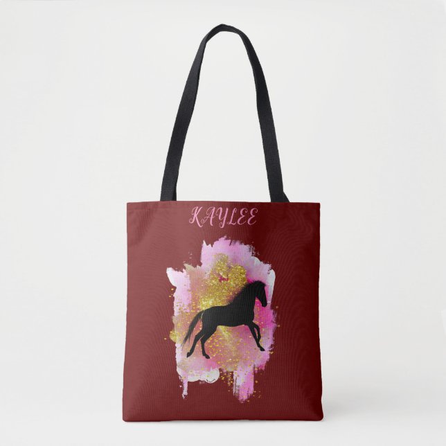 SPARKLING HORSE TOTE BAG PERSONALIZED. (Front)
