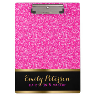 Sparkling Hot Pink And White Glitter Clipboard