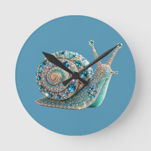 Sparkling Jewel Snail Round Clock