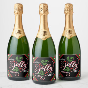 Sparkling Jolly Juice Christmas Sparkling Wine Bot Label