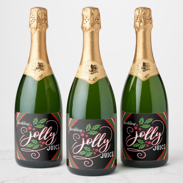 Sparkling Jolly Juice Christmas Sparkling Wine Bot Sparkling Wine Label (Bottles)