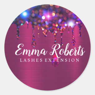 Sparkling lash extension classic round sticker