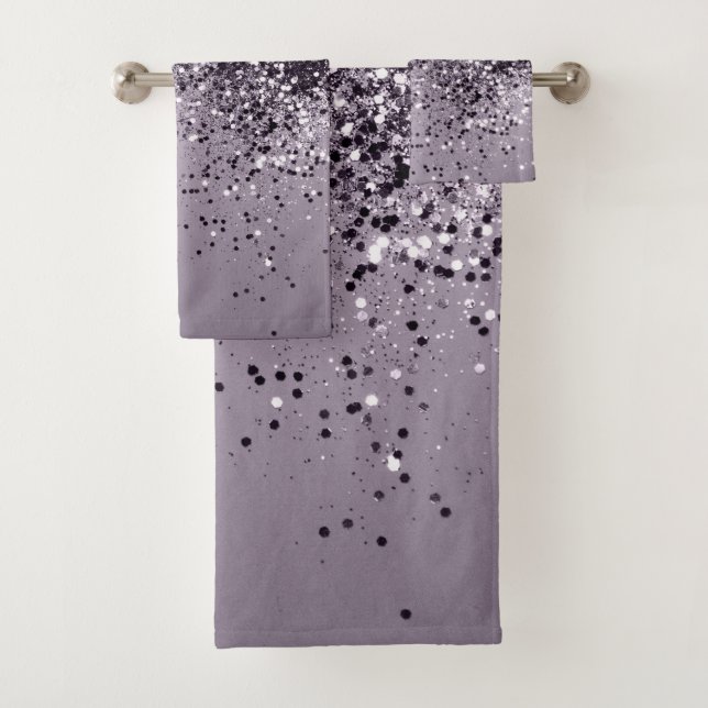 Sparkling Lavender Lady Glitter #1 Bath Towel Set (Insitu)