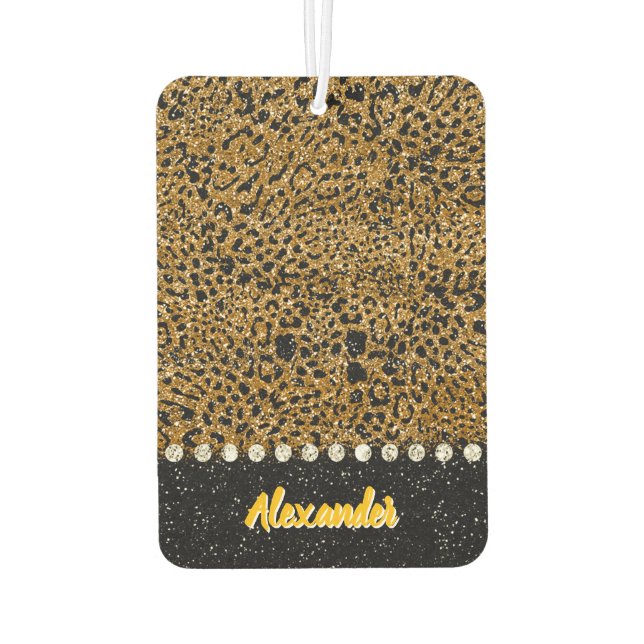 Sparkling leopard print fabric car air freshener (Back)