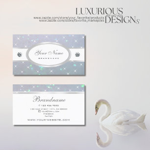 Sparkling Light Blue Pearl Glitter Luminous Stars Business Card