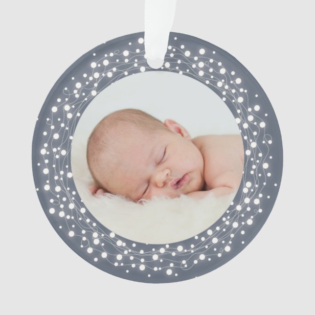 Sparkling Lights Baby's First Christmas Photo Ornament (Front)
