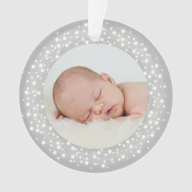 Sparkling Lights Baby's First Christmas Photo Ornament (Front)