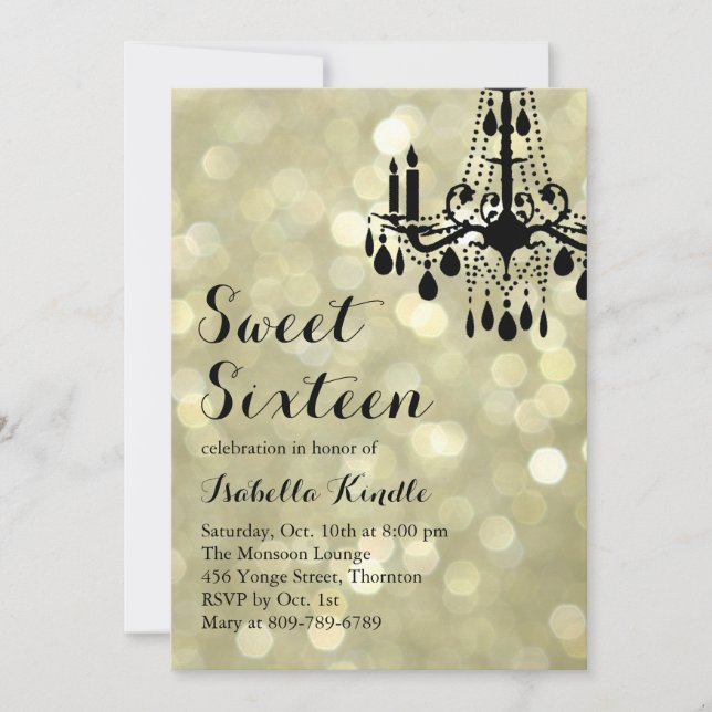 Sparkling Lights Gold Ballroom Sweet 16 Invitation (Front)