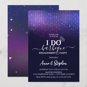 Sparkling Lights I Do BBQ Engagement Party Invitation