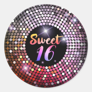 Sparkling Lights Modern Chic Sweet 16 Classic Round Sticker