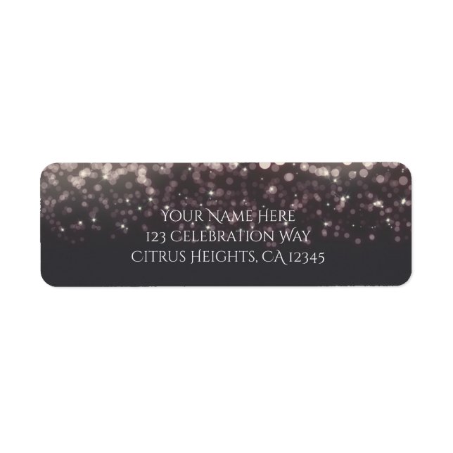 Sparkling Lights Romantic Grey Modern Wedding Return Address Label (Front)