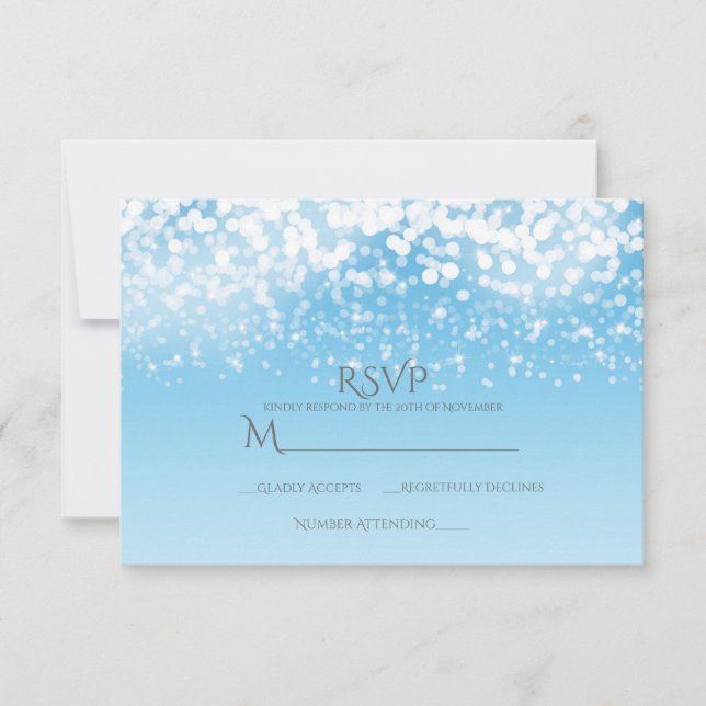 Sparkling Lights Romantic Winter Wonderland RSVP Card (Front)
