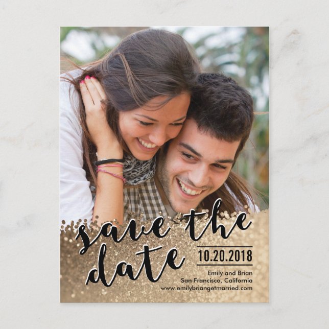 Sparkling Love Save The Date Postcard (Front)