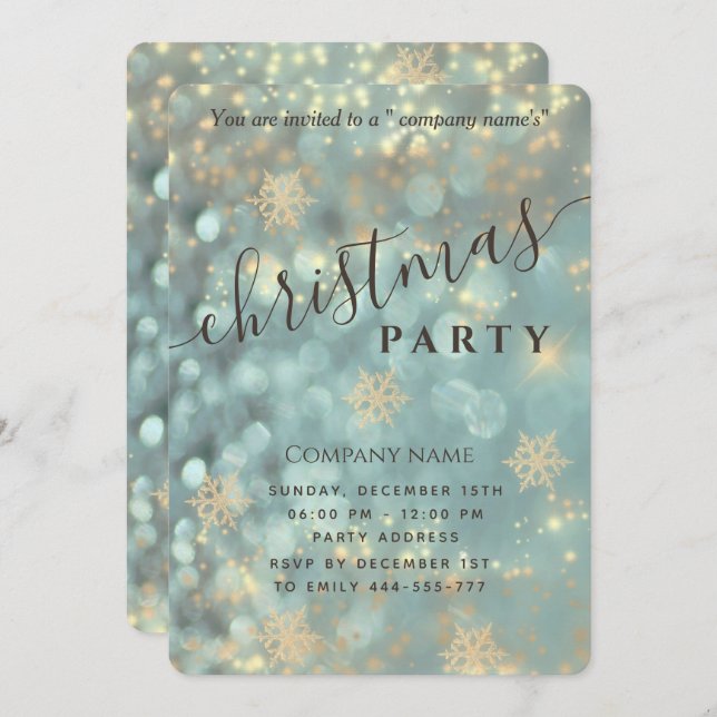 Sparkling  luxury corporate Christmas party Invita Invitation (Front/Back)