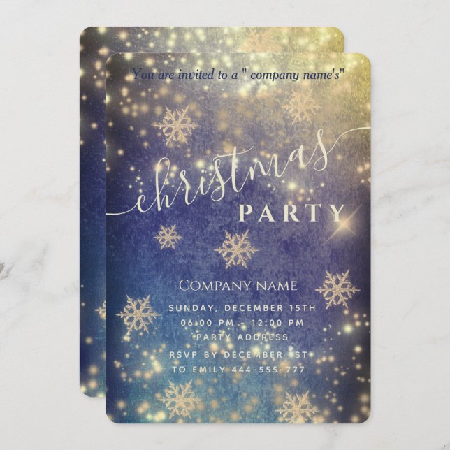 Sparkling  luxury corporate Christmas party Invitation (Front/Back)
