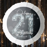 Sparkling Luxury Diamond Numerals 21st Birthday Balloon<br><div class="desc">Celebrate in style with this customisable 21st birthday balloon! The sleek black backdrop makes the bold,  diamond-textured “21” pop like a shimmering marquee,  drawing all eyes to the milestone moment. Below,  an elegant “Happy 21st Birthday” script adds a refined touch,  while the personalised name feature makes it uniquely yours.</div>