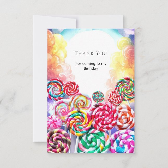 Sparkling Magical Candyland Birthday Thank You Card (Front)