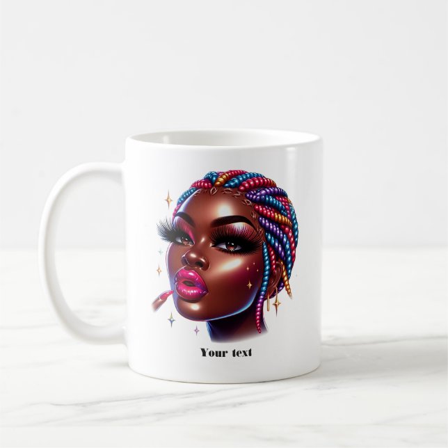 Sparkling Melanin Chic African American Urban Coffee Mug (Left)