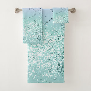 Sparkling MERMAID Girls Glitter Heart #1 Bath Towel Set