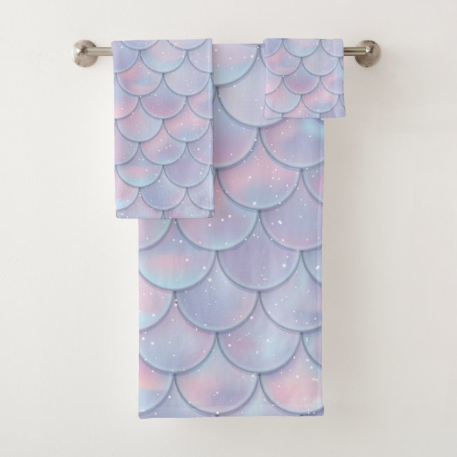 Sparkling Mermaid Scales Bath Towel Set (Insitu)