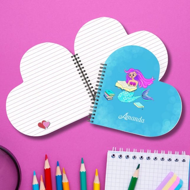 Sparkling Mermaid With Eyeglasses Name Reading Notebook (Creator Uploaded)