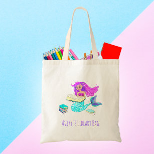 Sparkling Mermaid With Eyeglasses Reading Name Tote Bag