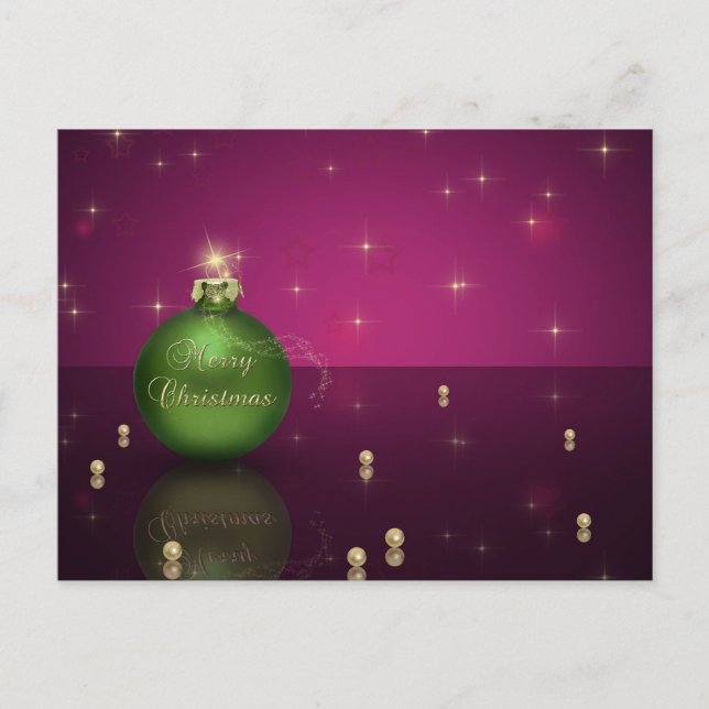 Sparkling Merry Christmas Ball Holiday Postcard (Front)