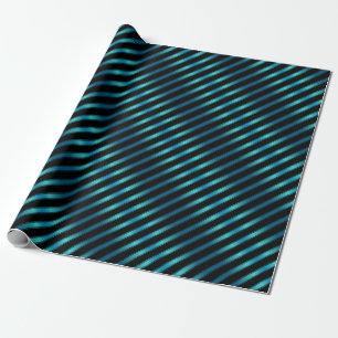 Sparkling Metallic Blue Diagonal Stripes Wrapping Paper