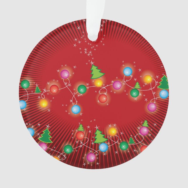 Sparkling Mini Christmas Tree Lights Holiday Photo Ornament (Front)