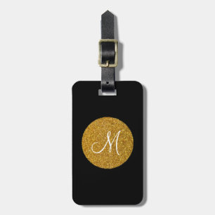 Sparkling Monogram Luggage Tag w/ leather strap