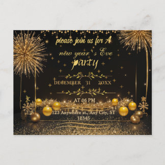Sparkling New Year’s Eve Celebration  Invitation Postcard